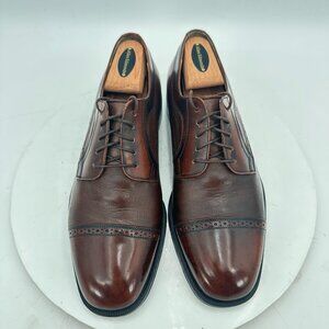 Stamati Mastroianni Men Size 8M Brown Leather Brogue Cap Toe Derby Dress Shoes
